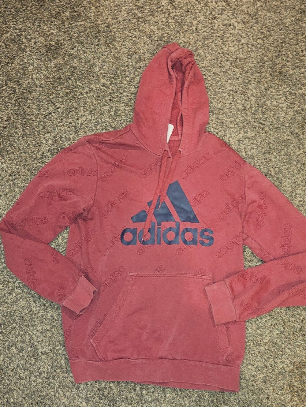 ADIDAS Pullover Terry Hoodie/Sweatshirt Logo Red/Black Mens Medium